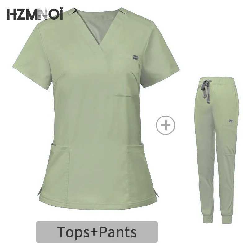 HZMNOI Short Sleeve Nurse Dress Uniform Stylish Female Womens Tie Up Medical Scrubs Nurse Uniform Medical Spa Women Uniforms J251103