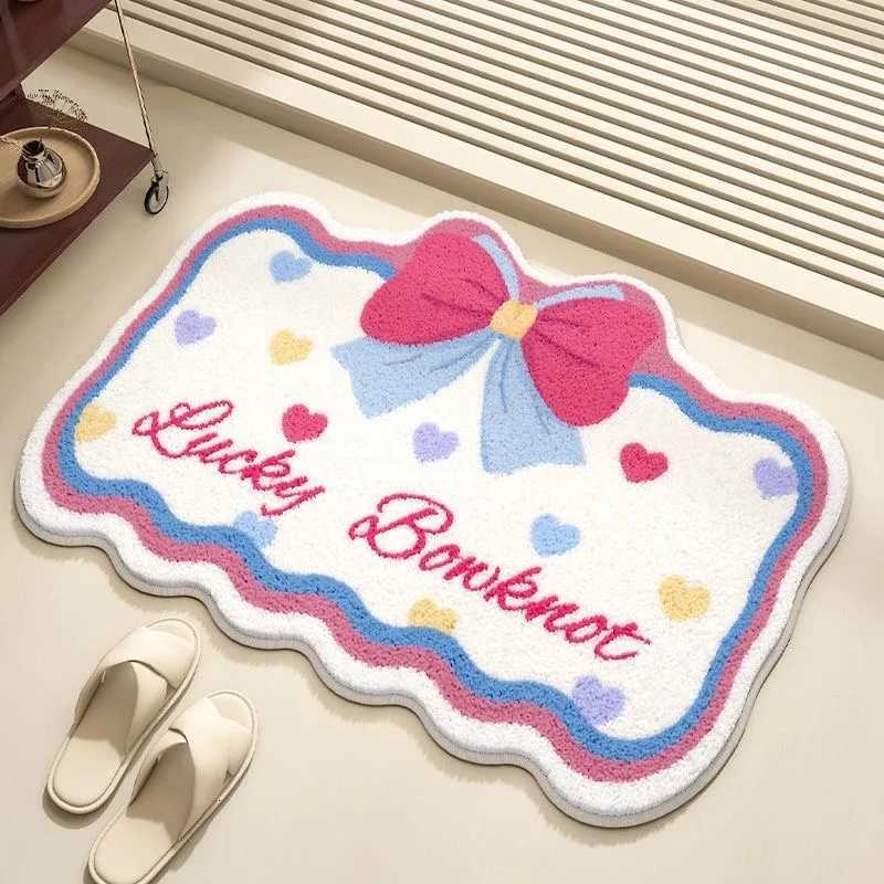 VIKAMA Bow Printed Imitation Cashmere Carpet Warm And Easy To Take Care Of Porch Mat Toilet Door Mat Home Decoration C251103