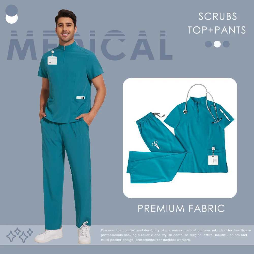 Unisex Medical Uniforms Hospital Nurse Scurbs Set Women Men Doctor Workwear Lab Dental Work Uniform Short Sleeve Surgery Suit J251103
