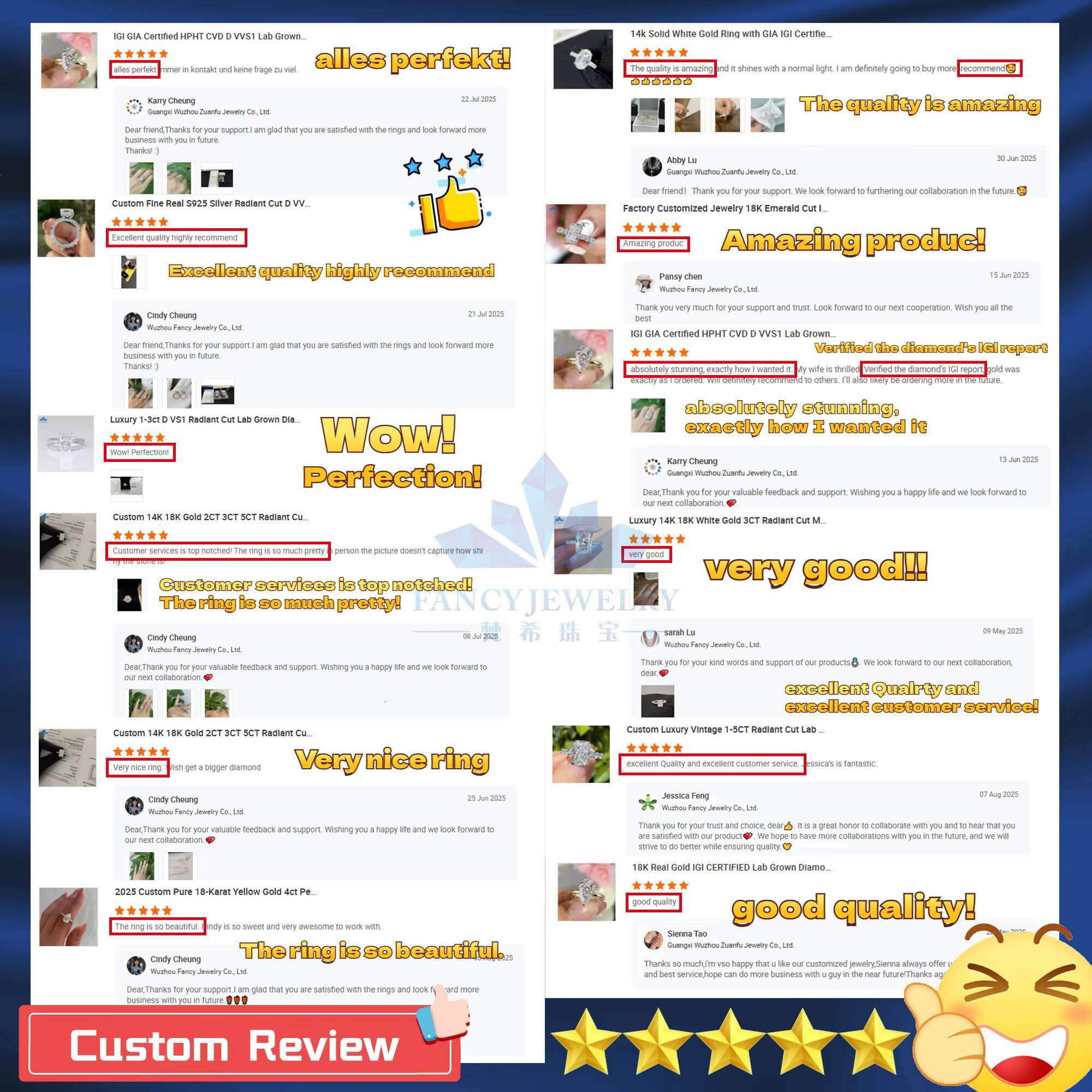 Factory Custom 3x5mm Oval Half Eternity Band Ring 10k 14k 18k Solid Gold Lab Grown Diamonds DEF VVS1 HPHT CVD Lab Diamonds Ring