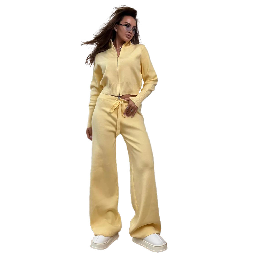 2025 Autumn Winter New Style Elegant Double Zipper Slim Fit Knitted Sweater Set 251022