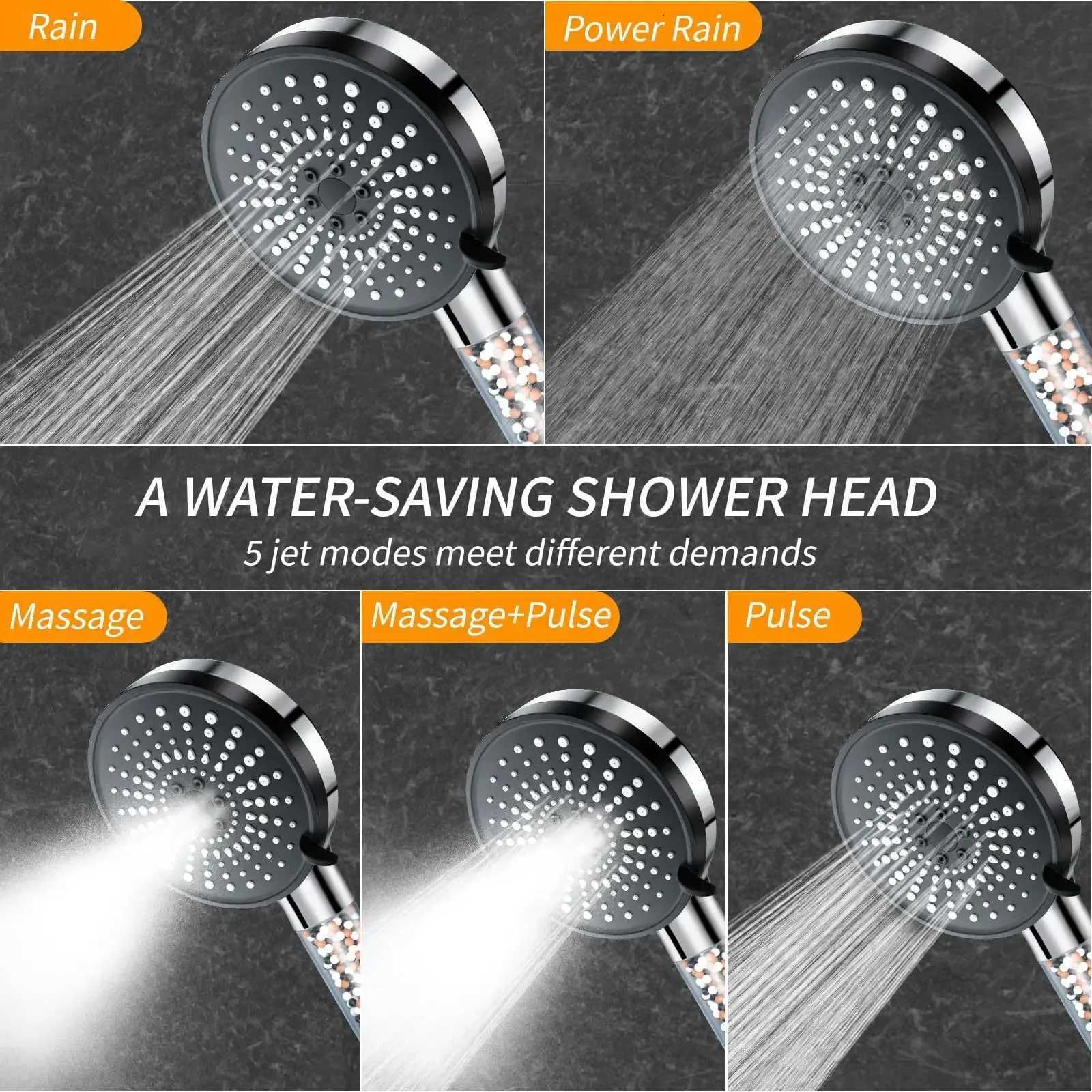 5speed Adjustment Bathro Handheld Filter Booster Shower Negative Ion Hard Water Softening Shower Set Y251103