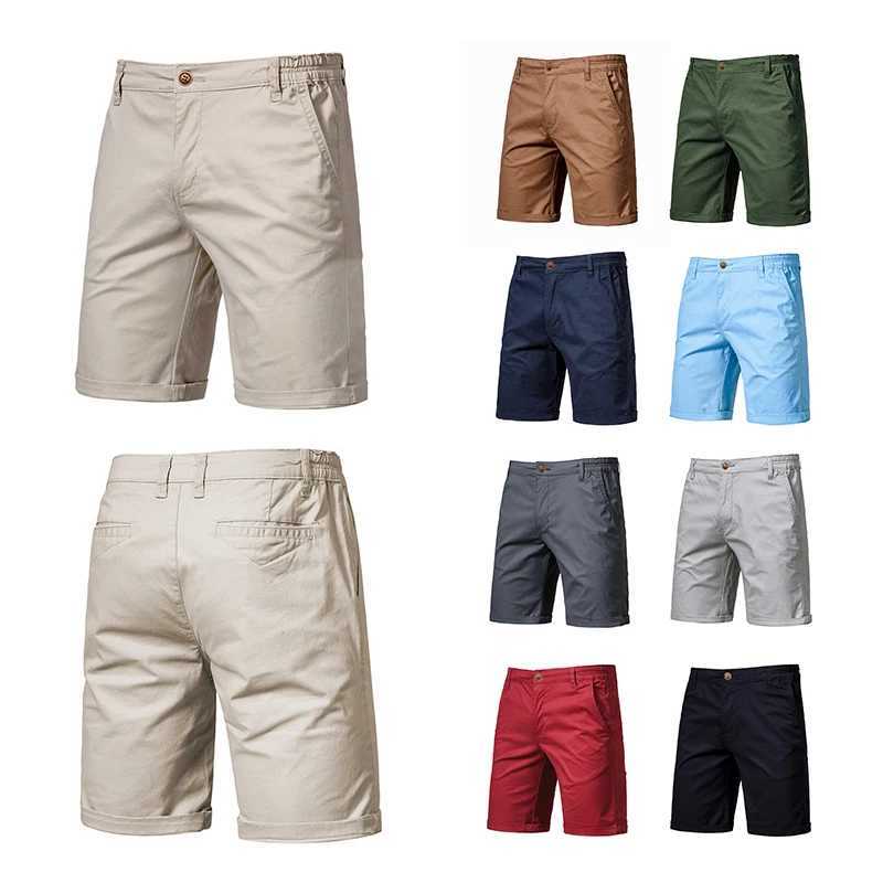 Summer Mens Shorts Straight Fit Kn-Length Short Suit Pant Solid Black Khaki Clothing dent Thin Colors Casual Shorts Man X250403