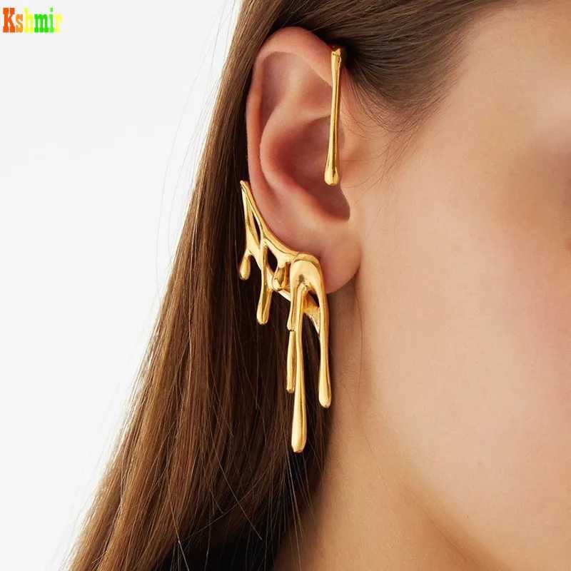 Kshmir 2023 new geometric metal drop wax irregular lava earrings buckle earrings suitable for womens jewelry gifts Y250401