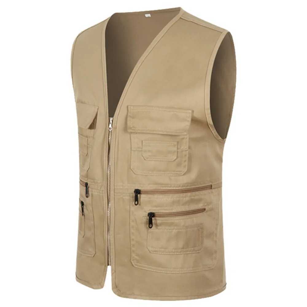Mens Casual Cotton Vest Multi-pocket Vest Photography Waistcoat Fishing Workwear X250403