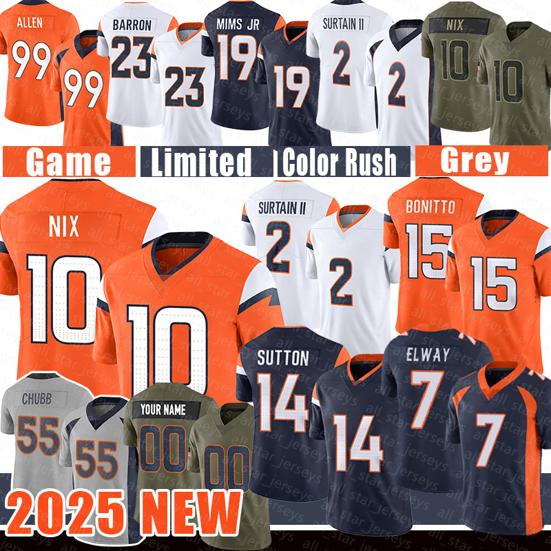 Bonitto Football Jerseys Bo Nix Man Pat Surtain II Marvin Mims Jr. Jahdae Barron Zach Allen John Elway Courtland Sutton Jarrett Stidham Evan Engram Sam Ehlinger