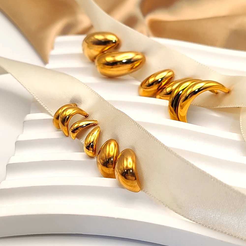eManco Stainless Steel Stud Earrings Gold Plated Simple Womens Thick Hoop Earrings Gift Fashion Fine Jewelry for Girls C251103