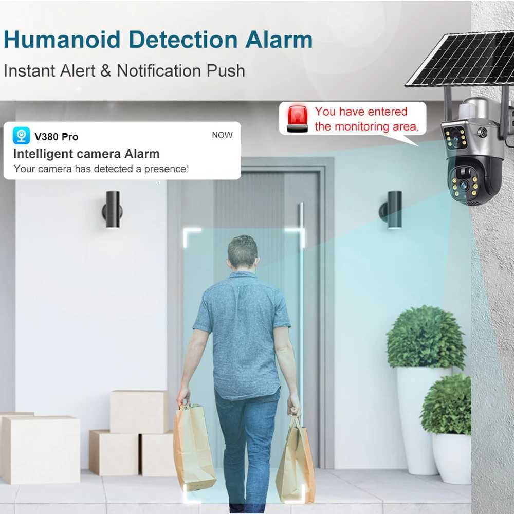4G / WiFi Solar Camera Dual Lenses Outdoor 8MP 4K Low Power Battery IP Camera PIR Night Vision V380 Pro CCTV Security Protection H251103