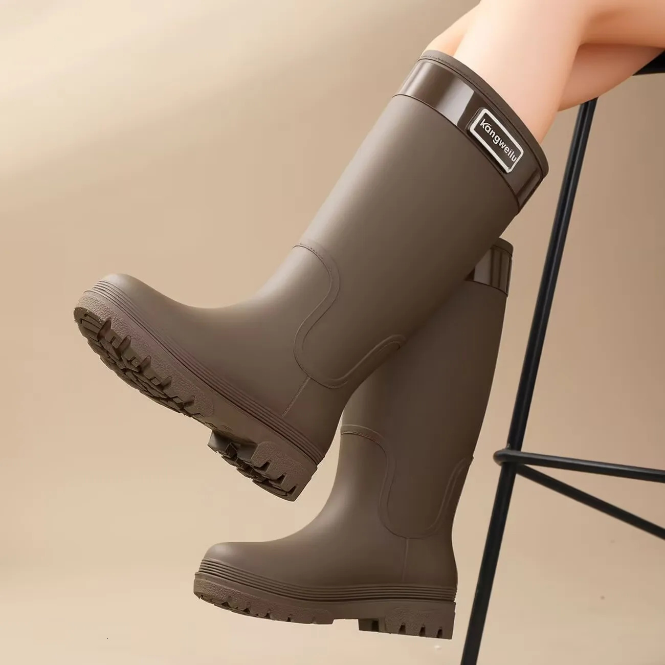 Womens Highcylinder Rain Boots Stylish for Outdoor Wear Thicksoled Water Shoes Waterproof Galoshes Camping Long Boots 251030 - view 3