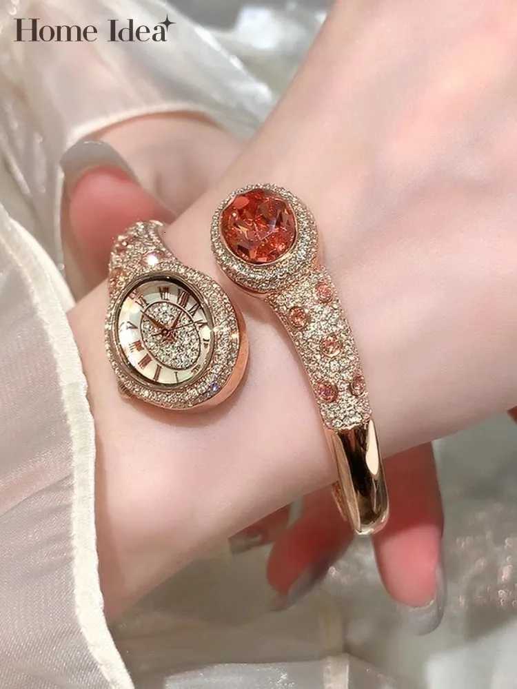 Elegant Women Snake Shape Diamonds Studded Quartz Watch Fashion Luxury Office Ladies Party Wristwatch Birthday Gift Jewelry entry luxW251103