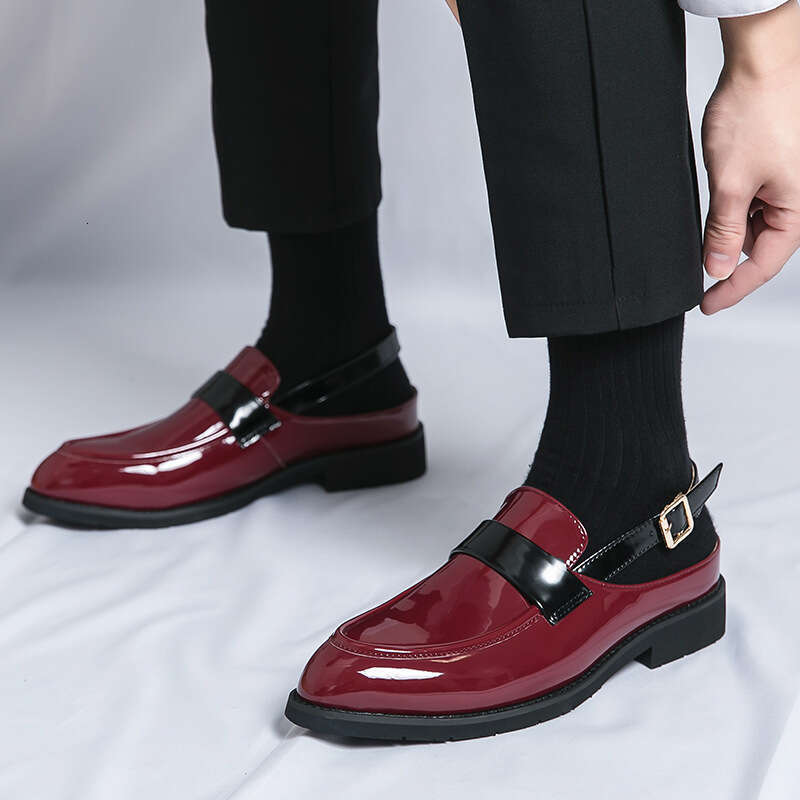 2024 men's shoes in plus size, new semi trailer glossy fashionable breathable casual leather shoes, and trendy