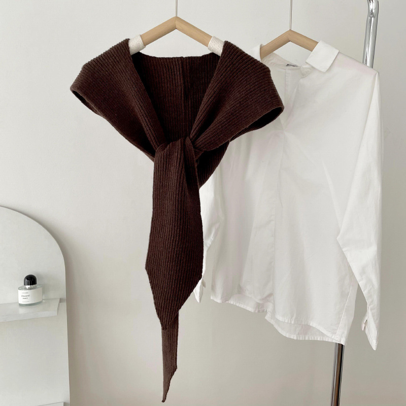 K1469 Korean style all-match solid color shawl for office air-conditioned room thin outer wear neck protection small waistcoat