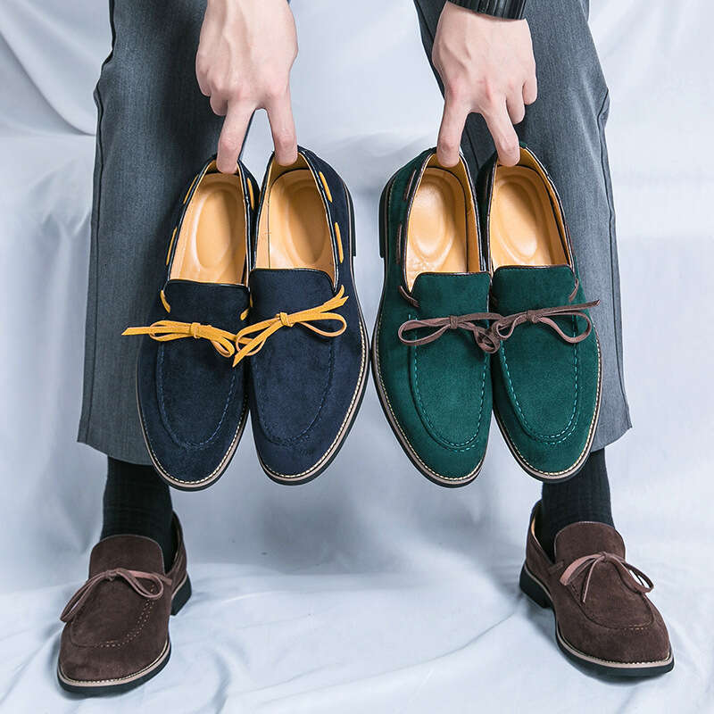 2024 new plus size Le Fu fashionable men's casual shoes, trendy foot covers, suede leather