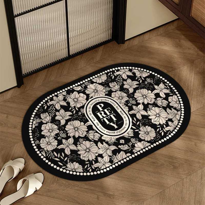 VIKAMA Luxury Vintage Oval Rug Bathroom Hallway Anti Slip Absorbent Mat Ins Style Home Decor Premium Feel Foot Mat C251103