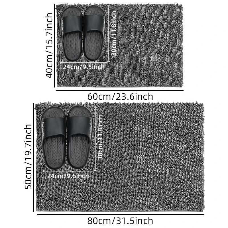 Chenille Bath Mat Soft and Absorbent Bath Rug Non-Slip and Quick Dry Shower Carpet for Home Bathroom-Machine Washable C251103