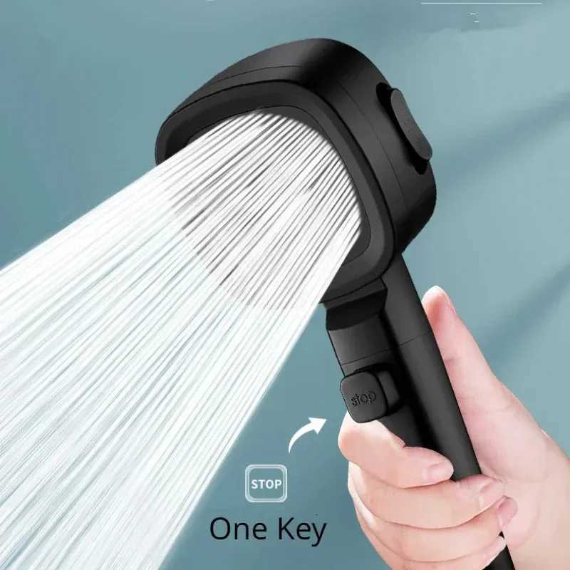 High Pressure Shower Water Saving 3 Modes Shower s Adjustable OneKey Stop Water Massage Sprayer Bathro Accessories Y251103