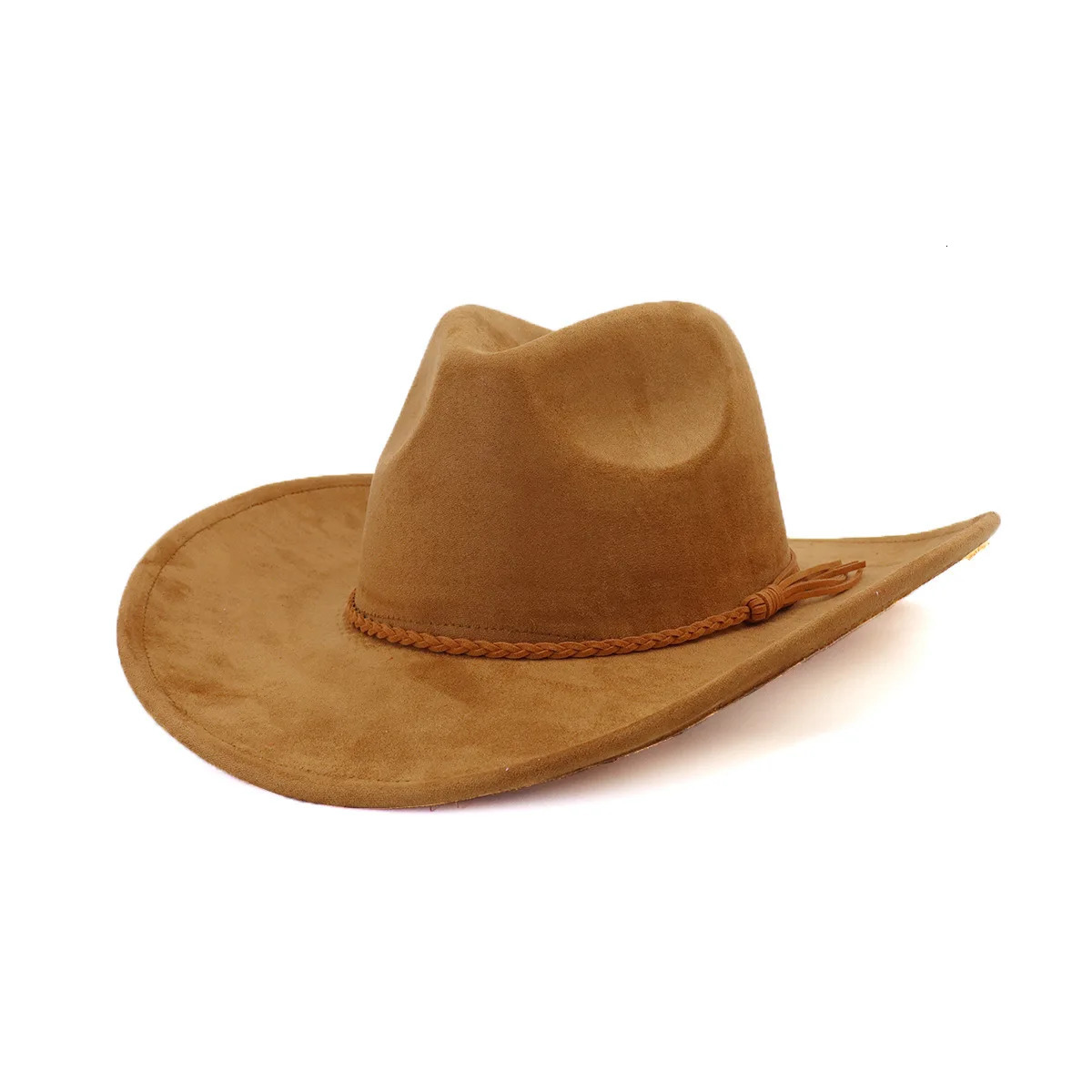 Vegan suede cowboy hat jazz panama unisex womens wide brim 251031