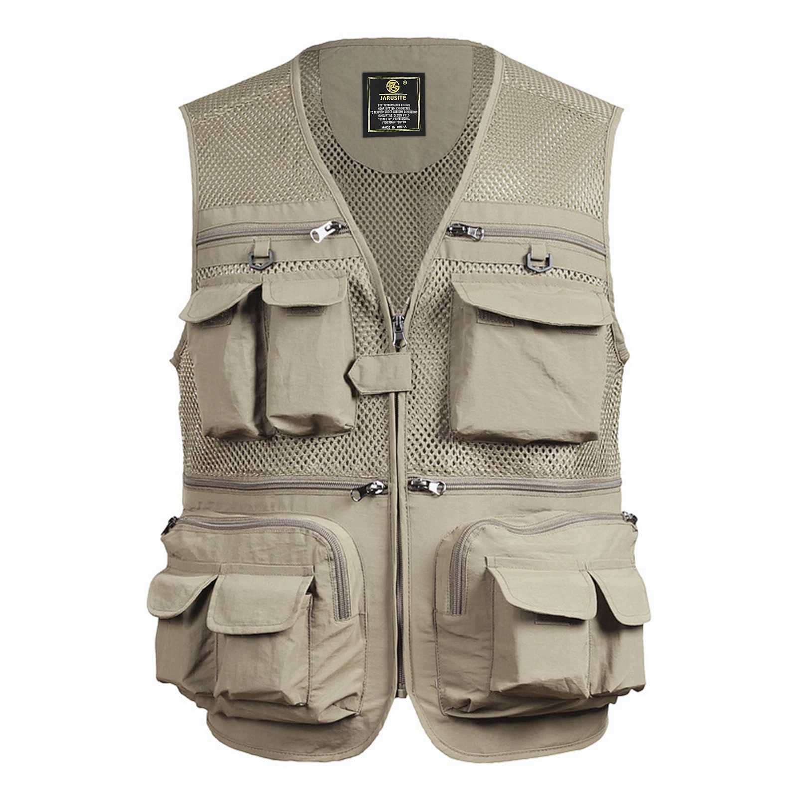 Fishing Vest Breathable Fishing Travel Mesh Vest with Zipper Pockets Summer Work Vest for Outdoor Activities X250403