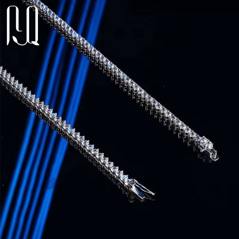 PYQ 3mm to 45mm ThreeProng VVS Moissanite Tennis Chain Necklace Sterling Silver 925 Women Moissanite Jewelry Chain Necklace