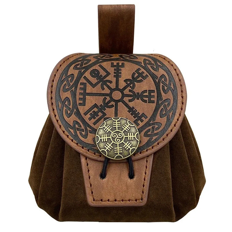 Steampunk Medieval Punk Style Fanny Packs for Men Pu Leather Coin Purse Hangable Belt Waist Bag Drawstring Hip Cosplay 251103