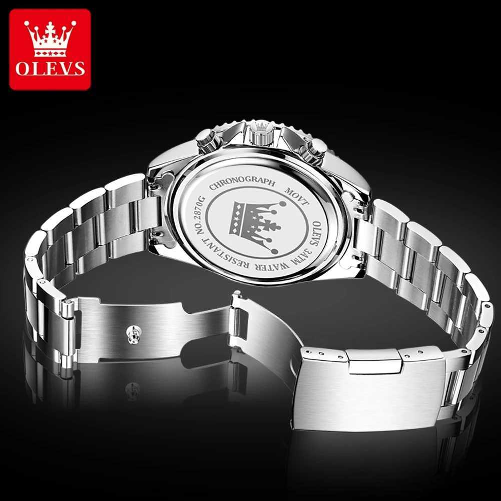 OLEVS 2870 Mens Watches Moon phase Steel Calendar Chronograph Original Quartz Watch Big Rota Dial Luxury Sports WristwatchesW251104