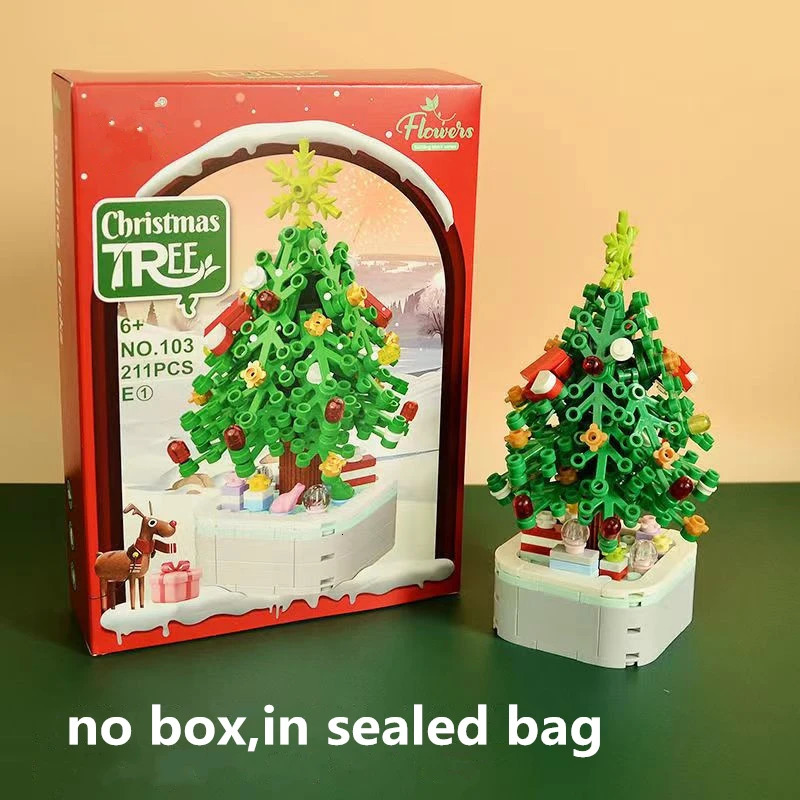 Creative Christmas Tree Building Blocks Set Potted Plant Home Decor 211pcs DIY Bricks Toys for children Xmas Gifts 251028