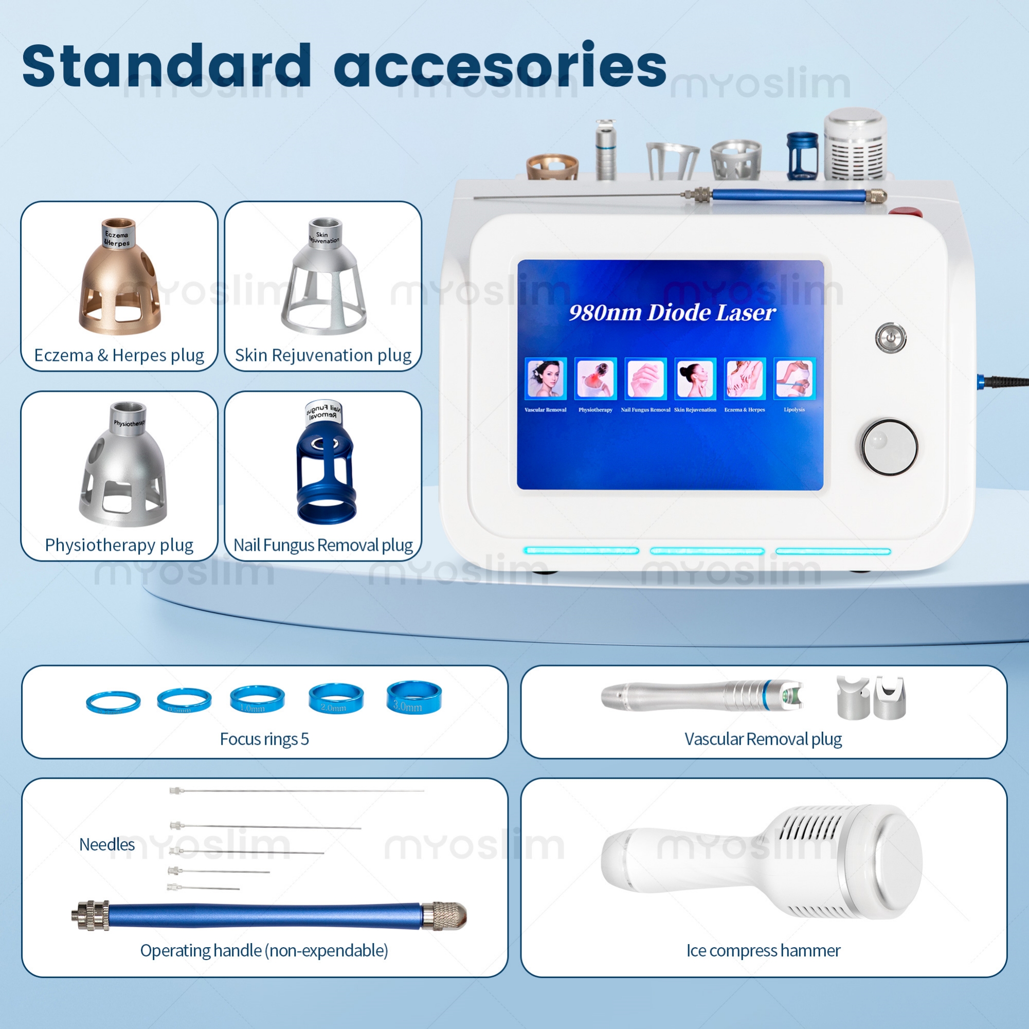 980nm Diode Laser 6 In 1 Beauty Machine Red Blood Vessel Removal Nail Fungus Therapy Eczema Treatment Skin Tightening Device For Professional Spa