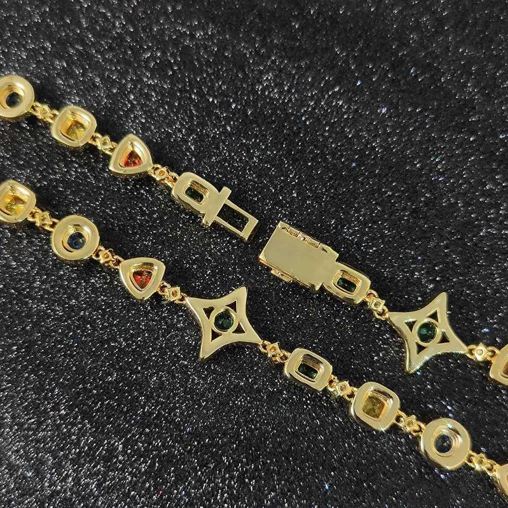 New Promotion Cute Color Bracelet Charm Women 18k Gold Plated Three Color Diamond CZ Bracelet Hip Hop Jewelry Y250329