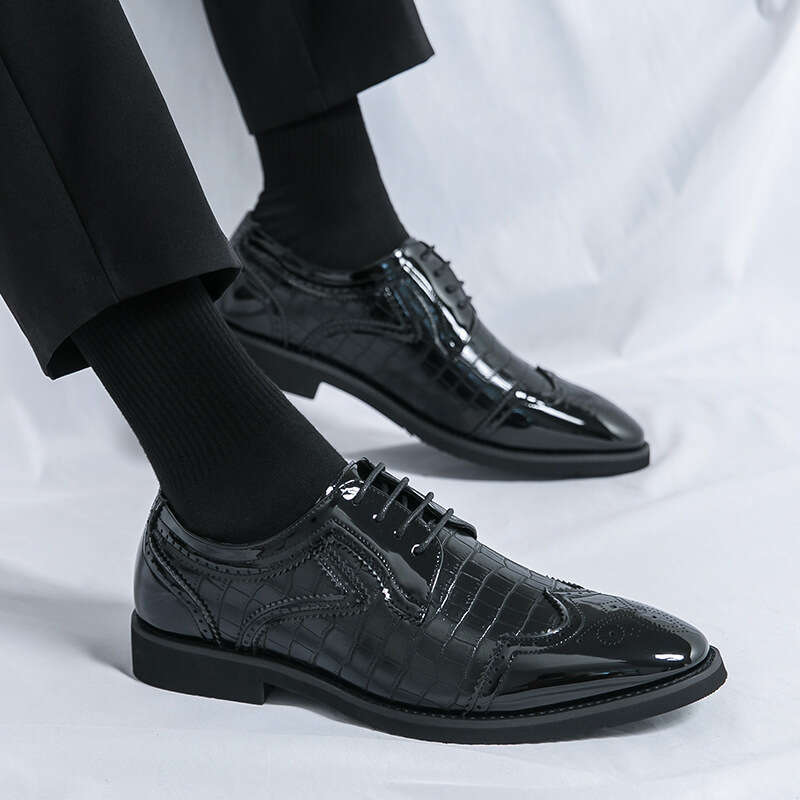 Large size 48 leather 2024 Spring and Autumn Business Dress Office men's groom wedding shoes