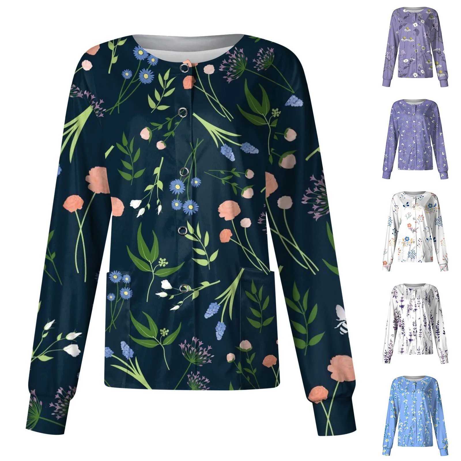 Plus Size Long Sleeve ONeck Blouse Women Uniforms Tops Cartoon Christmas Print Nurse Nursing Costume Jackets Working Uniform J251103