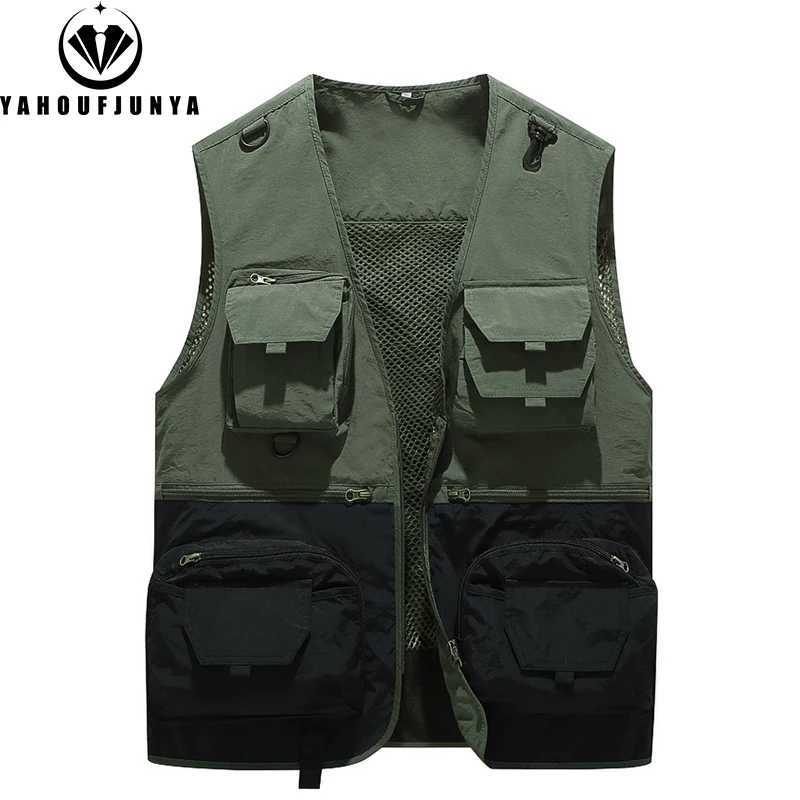 Men Spring Sleeveless Many Pocket Tool Webbed Breathable Vest Men Outdoors Fishing Camping Thin Utility Lightweight Vest Male X250403