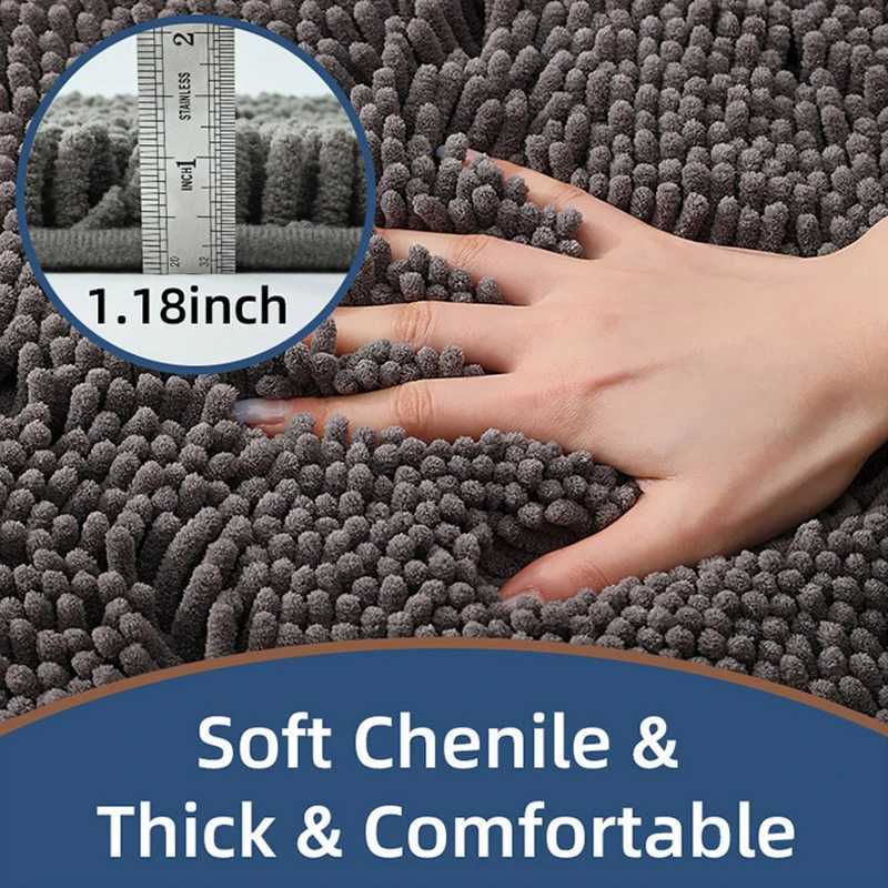 Chenille Bath Mat Soft and Absorbent Bath Rug Non-Slip and Quick Dry Shower Carpet for Home Bathroom-Machine Washable C251103