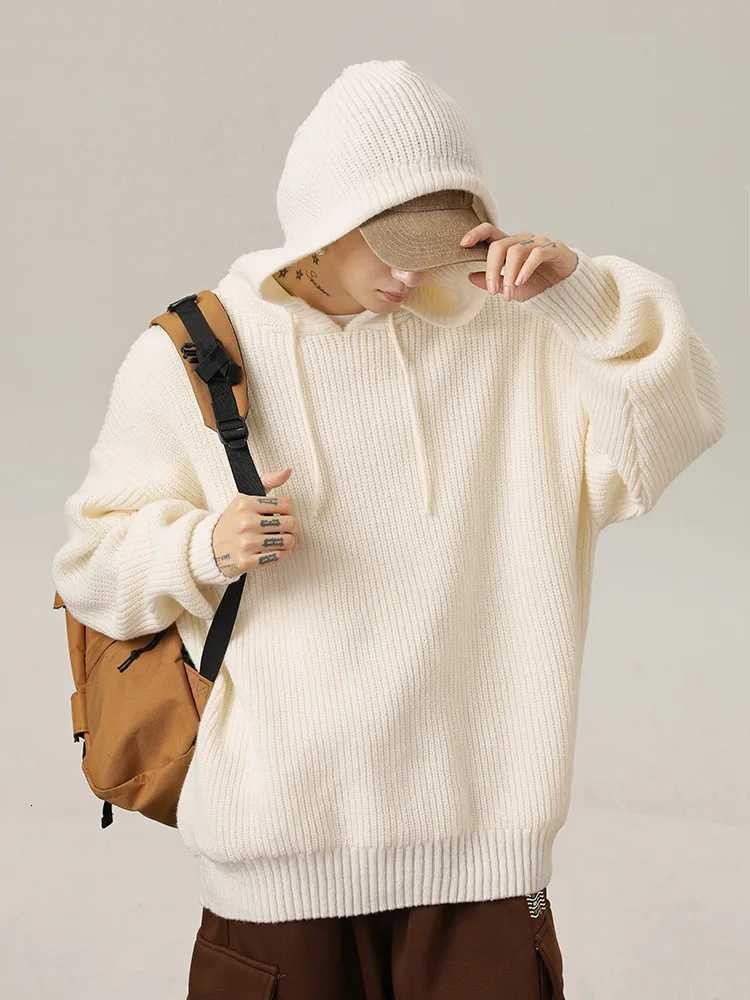 Loose-Fit Solid-Color Hooded Sweater Autumn/Winter Relaxed-Fit Knit Cardigan Soft Warm Casual Outerwear TopT251103