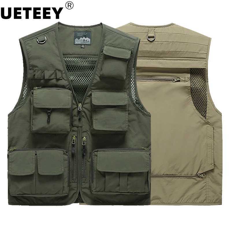 7XL 14 Pockets Summer New Men US Tactical Hiking Fishing Vest Man Photographer Waistcoat Mesh Cargo Sleeveless Jacket Tool Vest X2504031