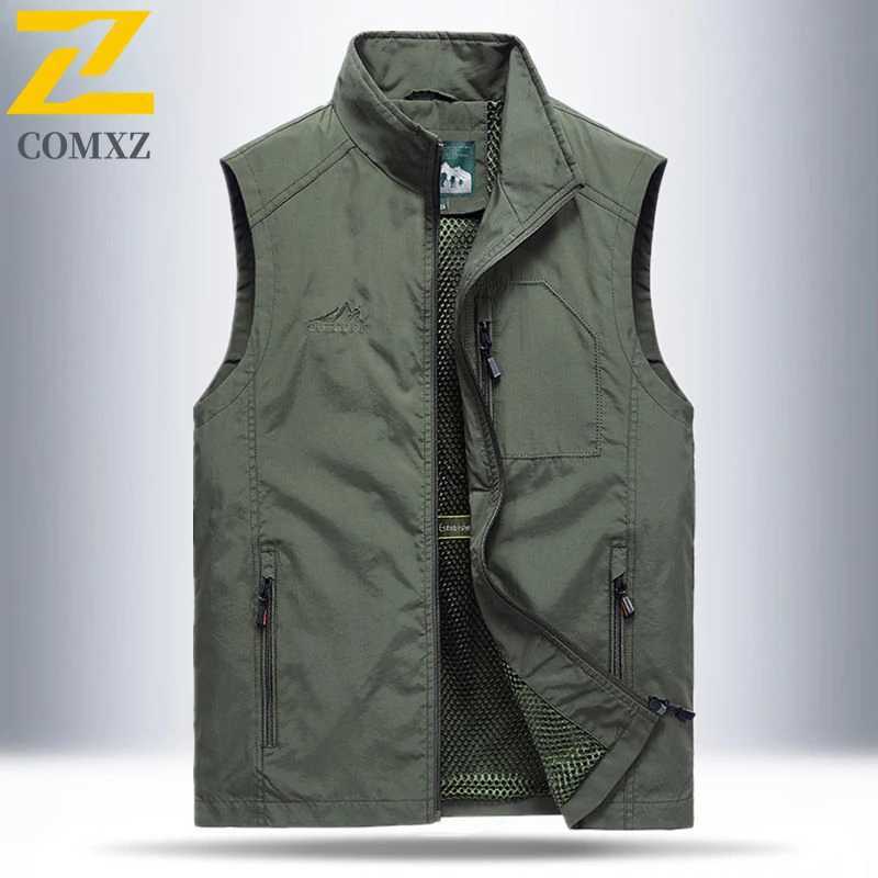 Spring and Autumn 6xl Vest Mens Techwear Zipper Pocket Sleeveless Work Jacket Reporter Director Photography Windproof Waistcoat X250403