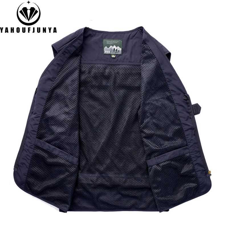 2025 New Summer Men Sleeveless Fishing Tool Webbed Vest Men Breathable Many Pocket Outdoors Camping Thin Vest Male Plus Size 7XL X250403