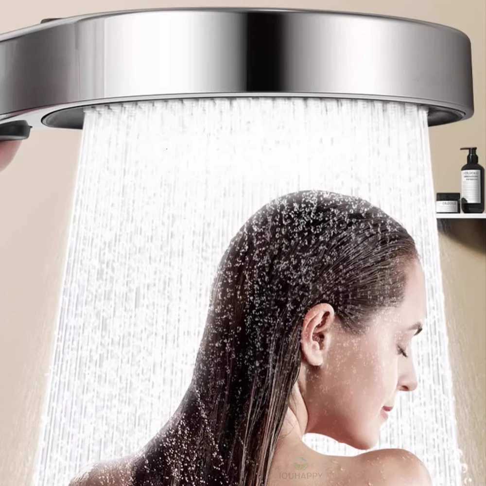 4 Modes Pressure Boost Shower 15CM Big Panel Black High Pressure Large Flow Spray Nozzle Massage Shower Bathro Accessorie Y251103qw