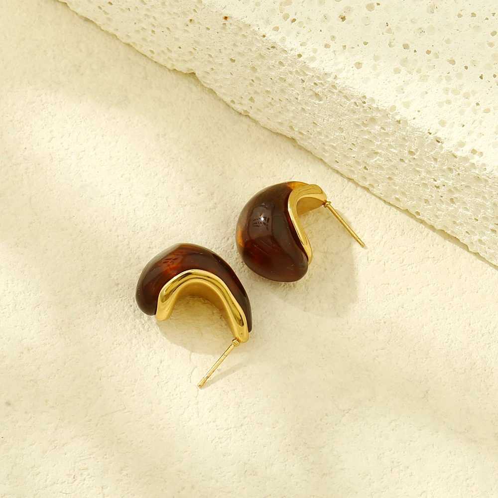 Badu Vintage Resin Water Drop Chunky Earrings Women Stainless Steel Fashion Jewelry Gifts C251103