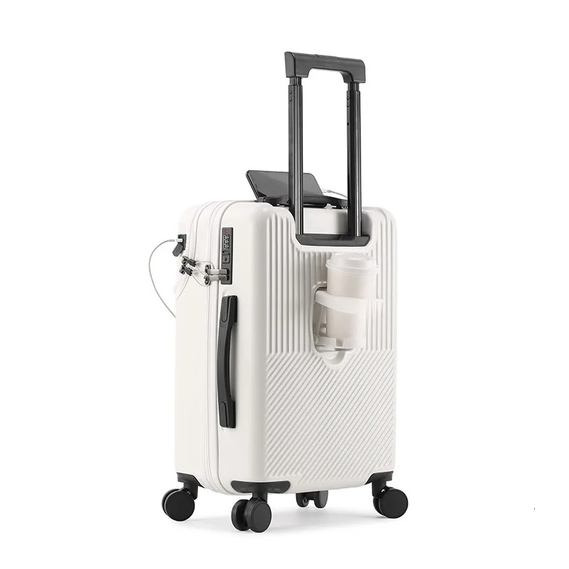 2024 New Durable Lage Sets Suitcase Front Open TSA Lock USB Slient Spinner Wheel Charging Men Carry-On Travel 20/22/24/26
