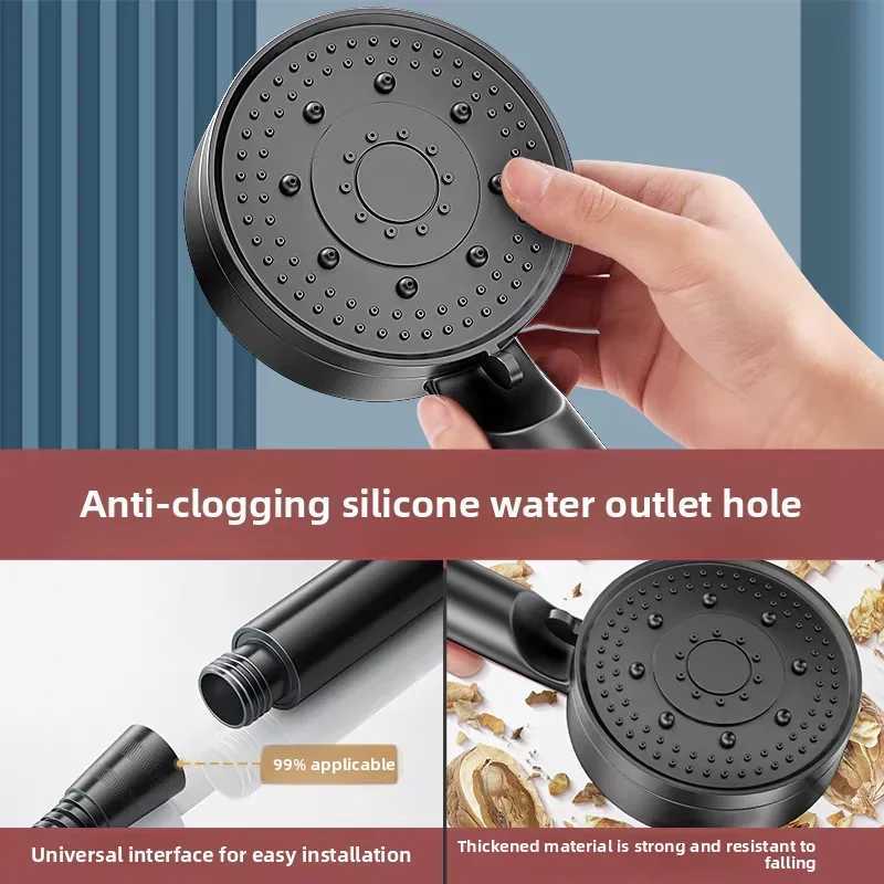 Black 5 Modes Shower Adjustable High Pressure Water Saving Shower Water Massage Shower Bathro Accessories Y251103qw