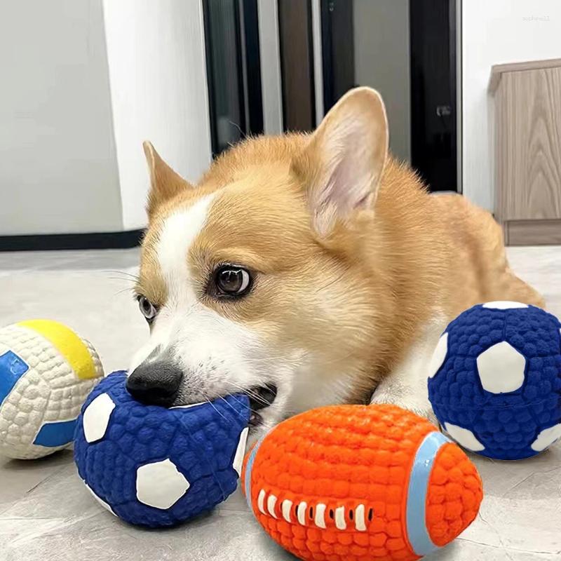 Update Squeaky Dog Toys Durable Interactive Puppy Chew Toy Latex Pet Molar Cleaning Teeth Anti Bit Floating Ball Bulldog Supplies