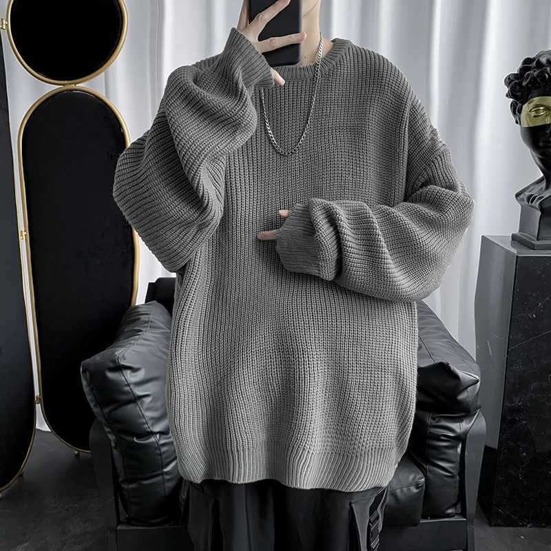 Men Korean Fashion Sweaters Solid Color Oversized Sweater Men Long Sleeve Shirts Autumn Winter Clothing Men Streetwear PulloversT251103
