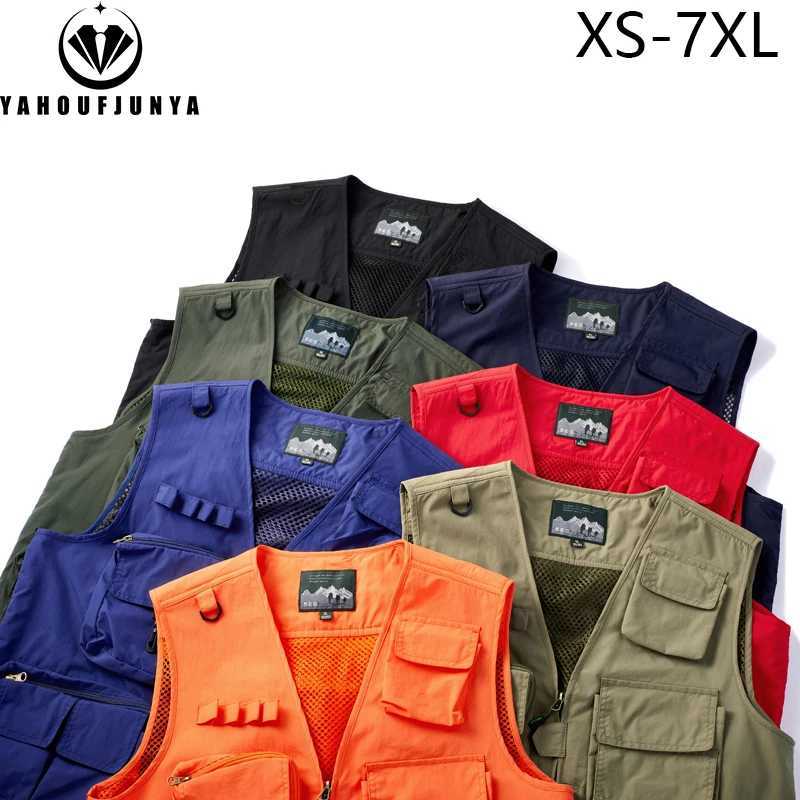 2025 New Summer Men Sleeveless Fishing Tool Webbed Vest Men Breathable Many Pocket Outdoors Camping Thin Vest Male Plus Size 7XL X250403
