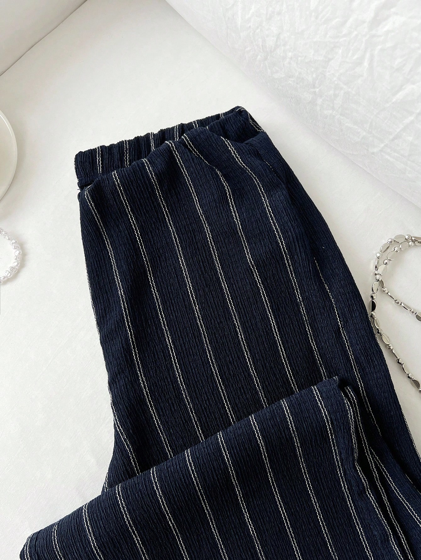 Elegant Apricot-Hued Longline Denim Inspired Harem Shorts by Retro-Inspired Fashion---110