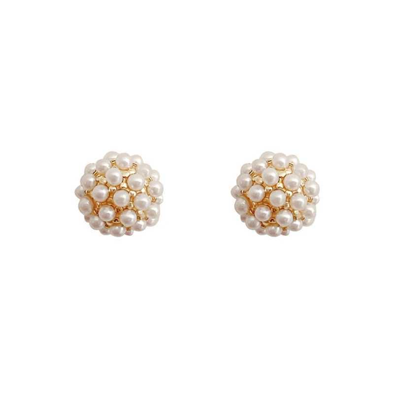 White Flower Pearl Earrings For Women Simple Small Korean Stud Earrings Zinc Alloy Cute Brincos Wedding Party Fashion Jewelry C251103