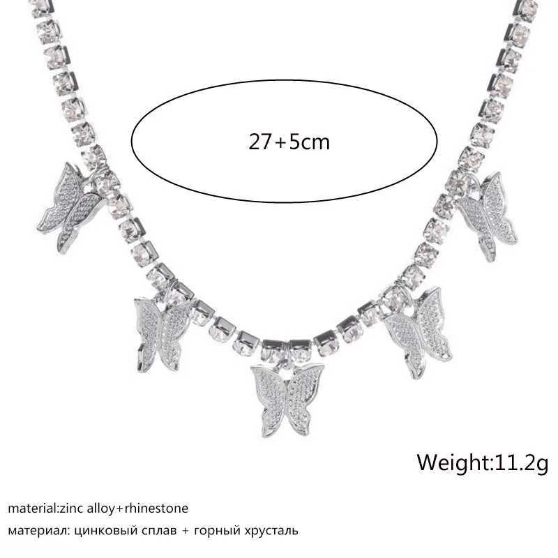 Crystal Butterfly Pendants Women Chokers Personality Gold Color Hollow Chain Choker Necklaces for Ladies Punk Collar jewellery Z250402