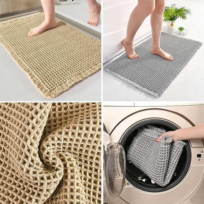 Linen Woven Doormat Thickened Super Absorbent Bath Mat Quick-drying Waffle Texture Floor Mat Living Room C251103