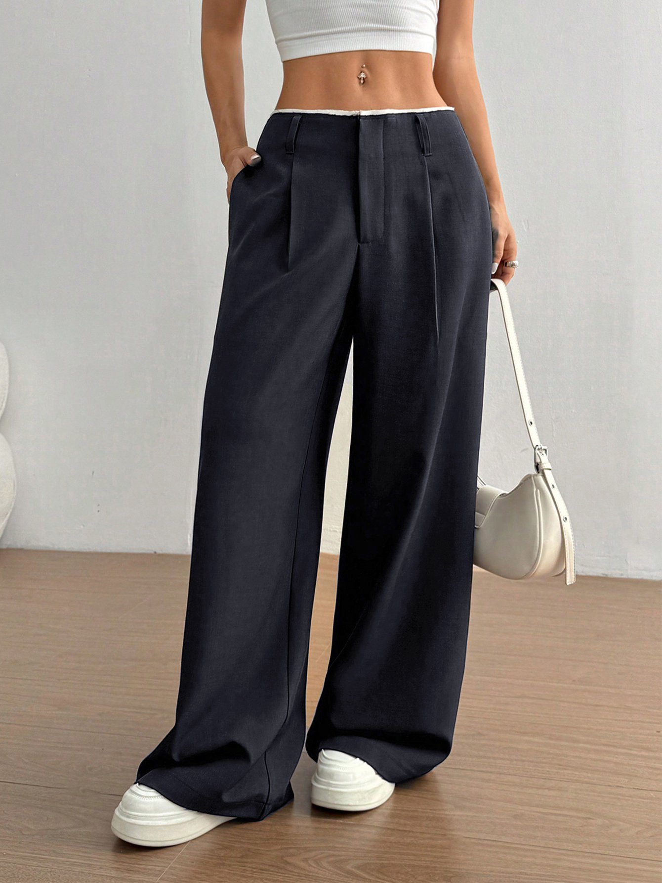 Smartly Styled Women's Businesswear Sleek Straight Legs with Secure Belted Detailing & Multiple Color Options--108