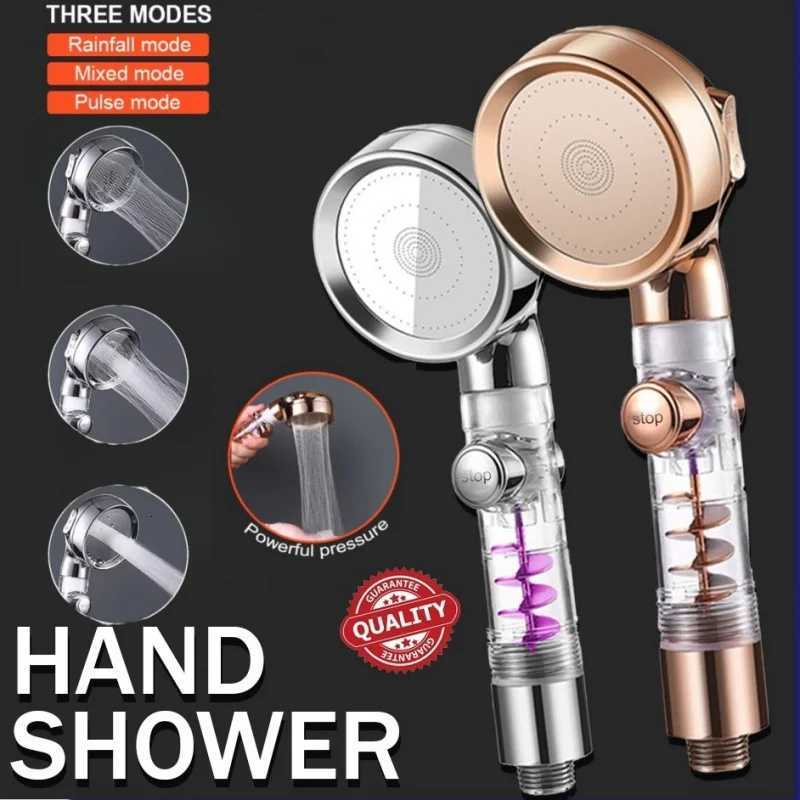 New 3 Modes Handheld Shower with Turbo Fan Eco Filter ONOff Pause Switch Water Saving High Pressure Shower Accessories Y251103