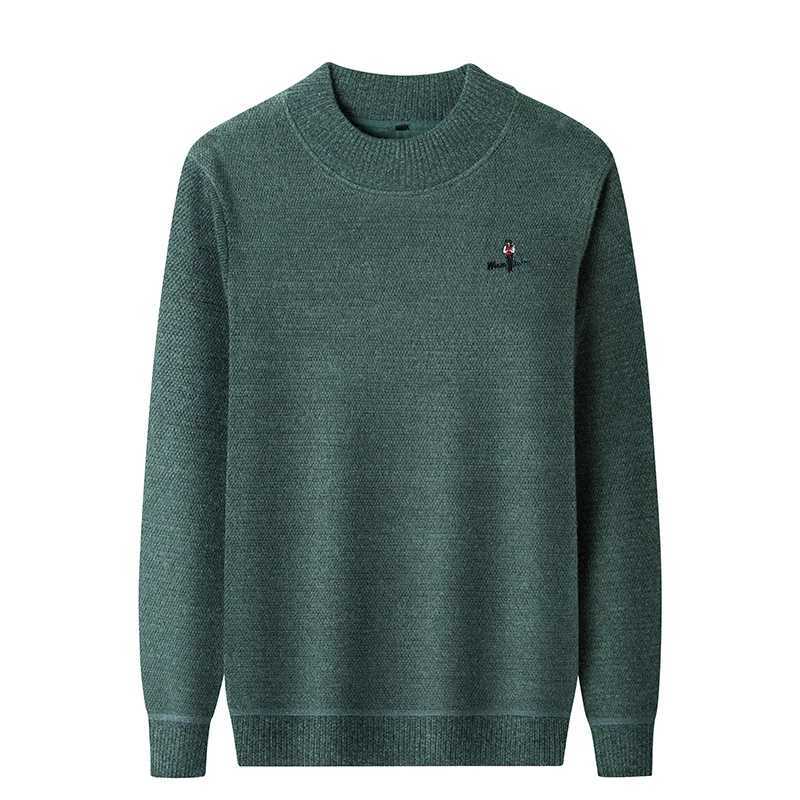 Hot Sales High End Quality Mens Half High Neck Knitted Sweater Winter New Cartoon Embroid Warm Thicken Pullover Casual MenswearT251103